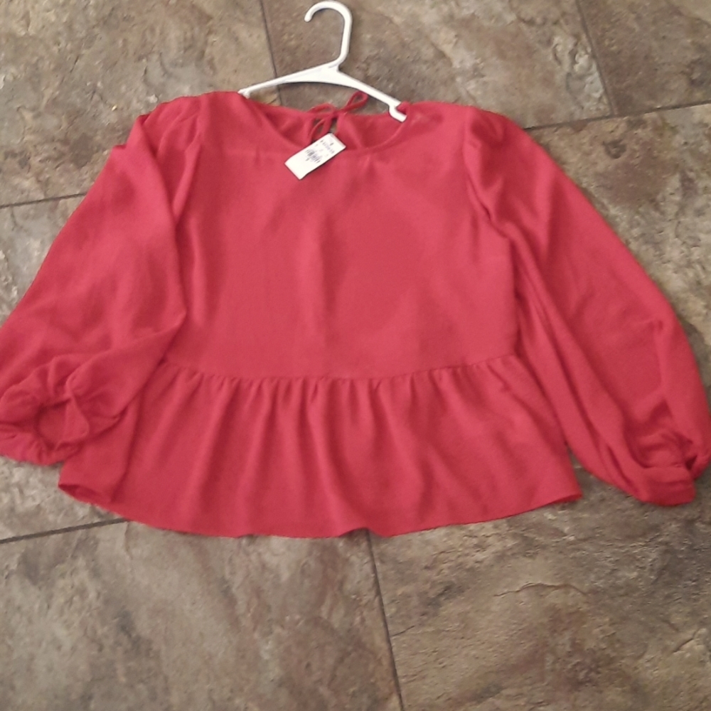 Express Red Peplum Blouse sz M